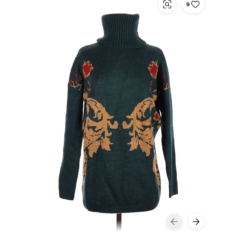 H&M Turtleneck Sweater dark turquoise green - size xs but a loose heavy knit/fit